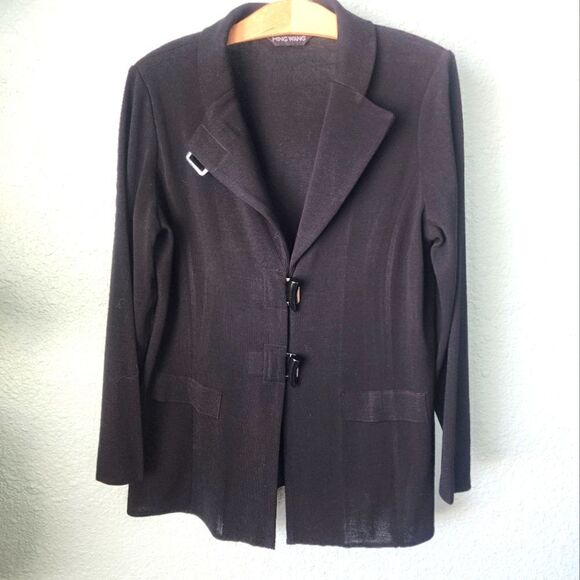 Ming Wang horn hook shoulder pads blazer cardigan - Picture 1 of 16